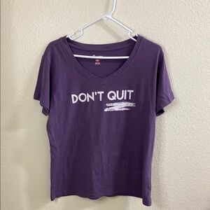 Champion Purple V-Neck Tee with Motivational‎ Print